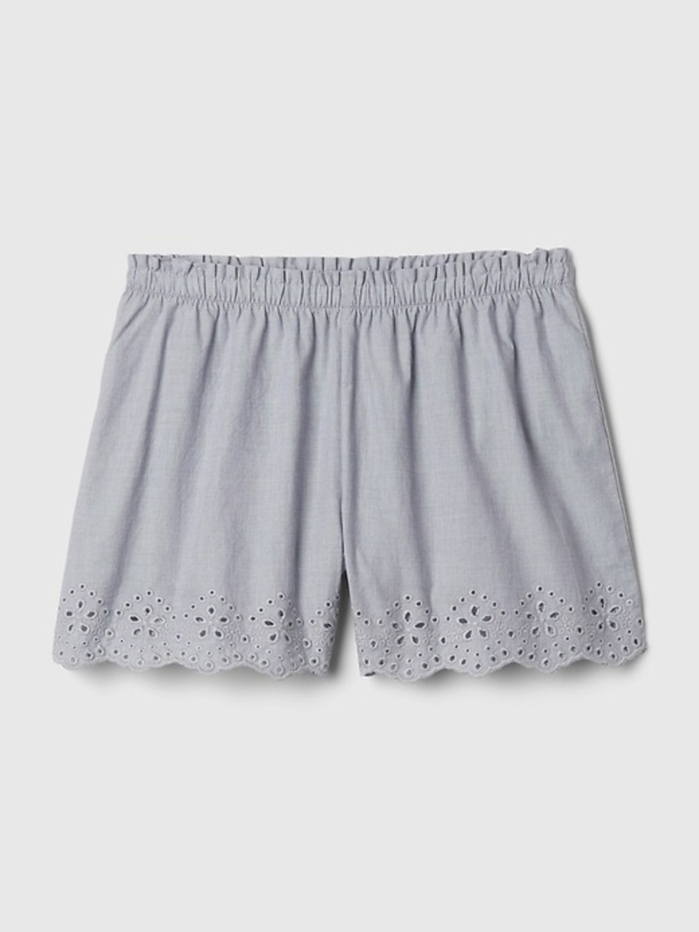 GAP Light Gray Blue Eyelet-Hem Poplin Shorts